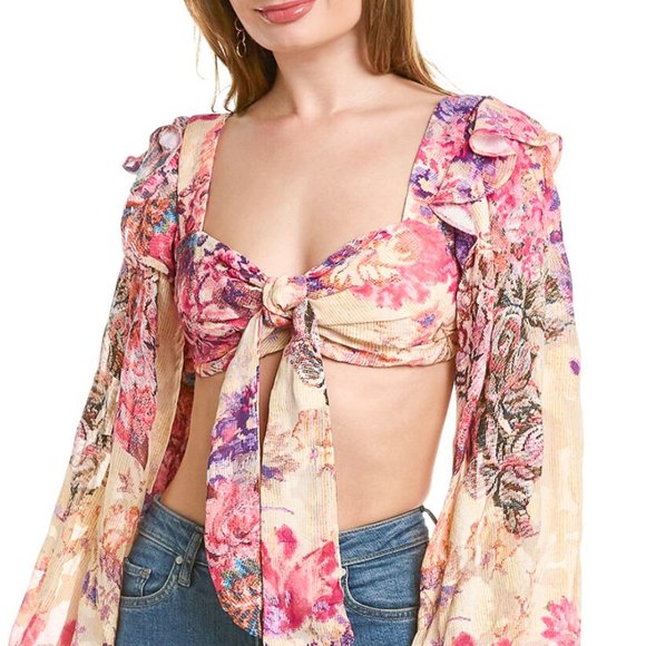 Hemant & Nandita - Leah Romantic Floral Boho Festival Crop Top - Picture 3 of 14